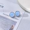 Round Cat's Eye Resin Stud Earrings - Versatile Light Luxury Design with Silver Needle.