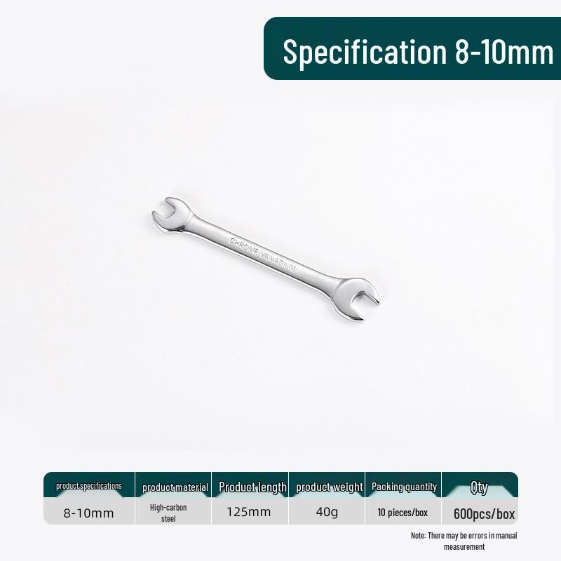 Ruwei Tools Double-Ended Mirror Finish Open-End Wrench, 8-10mm, Multi-Size
