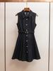 Spring French Retro Sleeveless A-Line Lapel Dress for Women