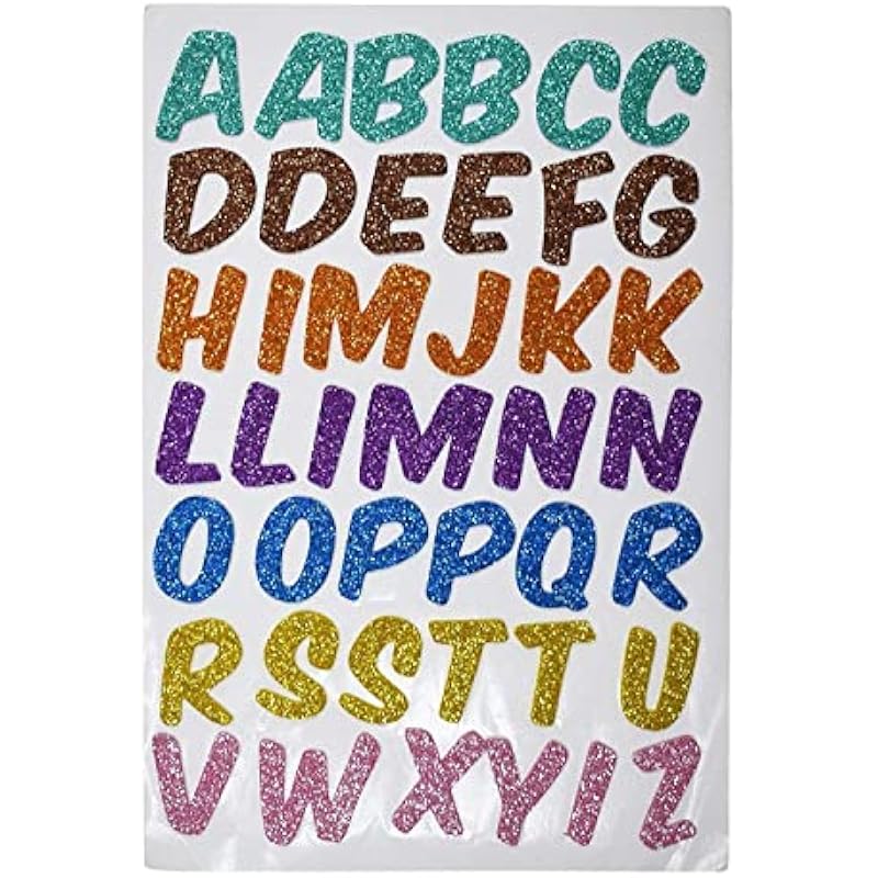 Eclet Glitter Foam Self Adhesive Abcd/Alphabets Wall Stickers For Art And Craft (Multicolour; Medium) -Set Of 3 Sheets,