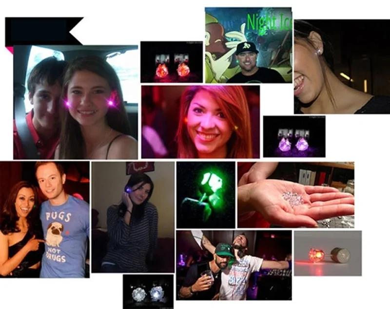 1 çift Light Up LED Bling Kulak Damızlık Yüzükler Kore Flaş Zirkon Yüzükler Aksesuarları Parti Kadınlar için Noel Yüzükler parlak çubuk kolye
