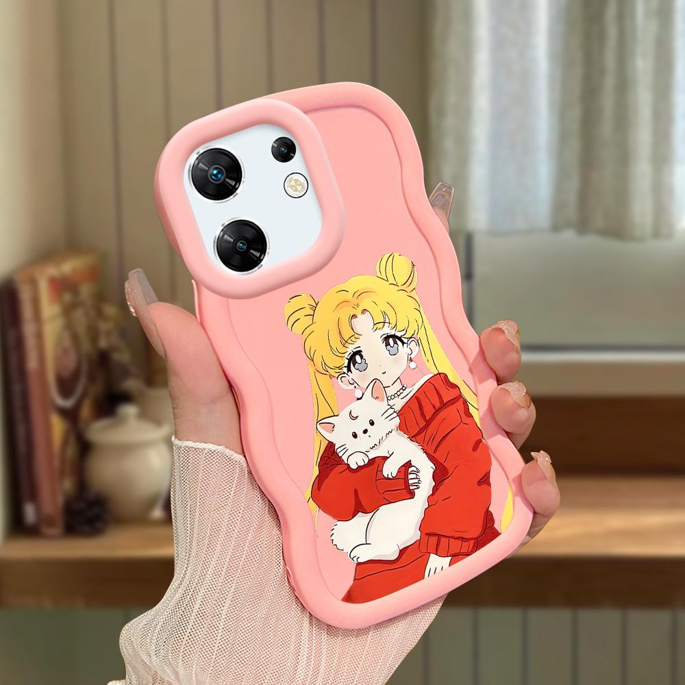 Big Wave Edge Weiches Silikonmaterial Macaron-Telefongehäuse Stoßfestes Schutzgummigehäuse für OPPO Reno Realme Infinix Tecno