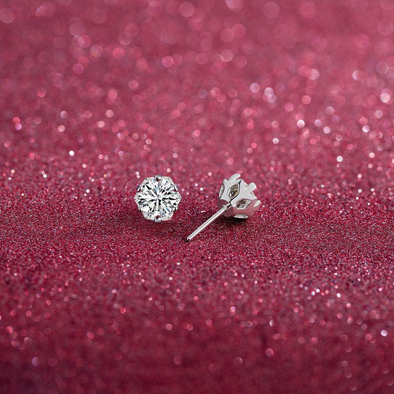 Snowflake Moissanite Sterling Silver Hypoallergenic Stud Earrings - 1 Carat