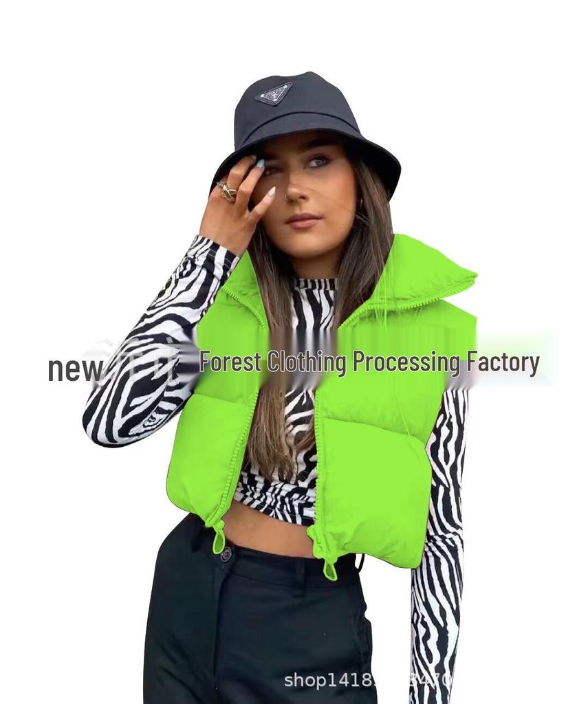 Women's Stand-Up Collar Zipper Vest: Warm Sleeveless Cotton Jacket for Autumn/Winter - Multi-Color Available