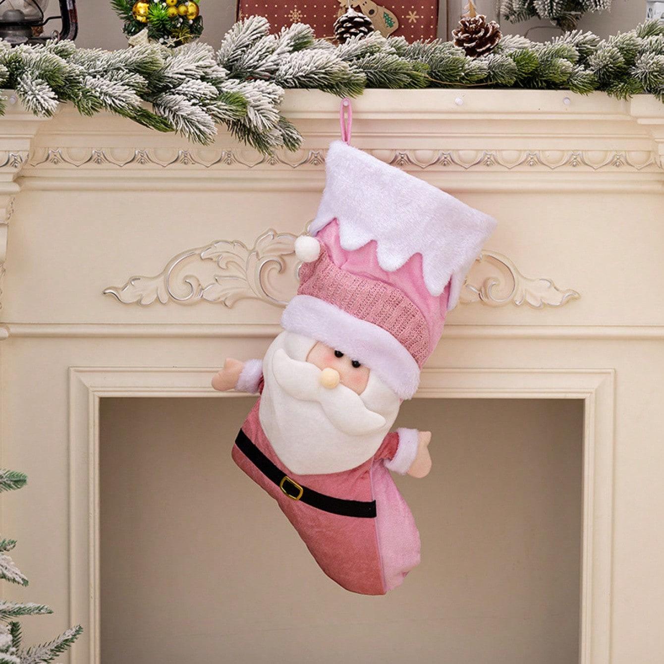 

Pink Santa Claus Snowman Christmas Stockings Xmas Tree DIY Decorations Luxury Christmas Decorations Home Decor