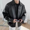 BREAORTION Leather Stadium Biker Synthetic Leather Solid Color Stylish Street Style Plus Sizes Men's Jacket, Jacket, Jacket, Jacket, Outerwear,