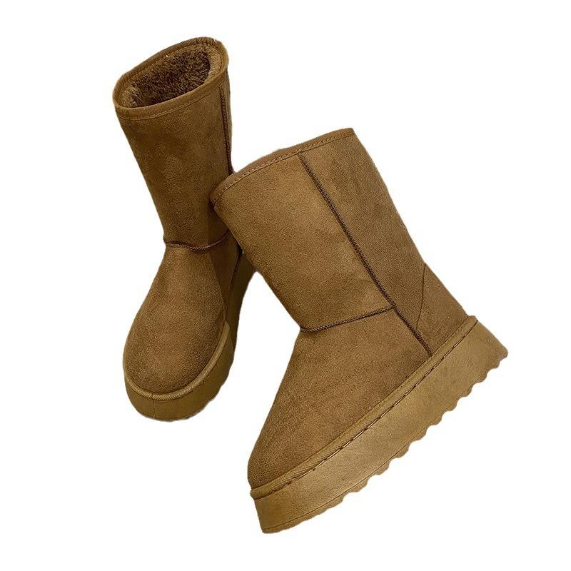 2025 Versatile Warm Snow Boots Solid Color Muffin Thick Bottom Fleece Thickened Classic 5825 Medium Tube Snow Boots