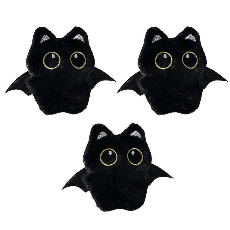 Black Cat Plush Keychain Ghost Wing Cute Kitty Key Chain Stuffted Toy Pendant Lovely Backpack Accessories Kawaii Bag Pendant