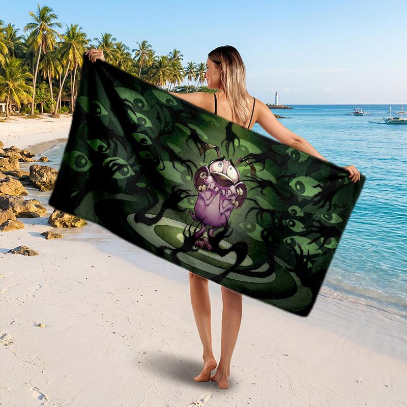 Large Beach TowelCourage the Cowardly Dog Soft Absorbent Towel Beach Bath Home Use