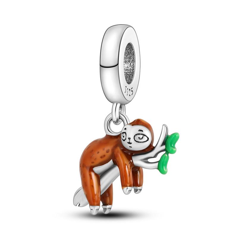 Charms Animali in Argento 925 Cane Gatto Gufo Coniglio Leone Elefante Dinosauro Charm Per Braccialetto Bangle Biglie per Creazione Gioielli