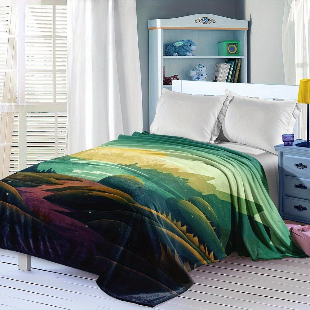 Watercolor Natural Landscape Pattern Flannel Printed Blanket Suitable for All Seasons Suitable for Living Office Sofa and Travel