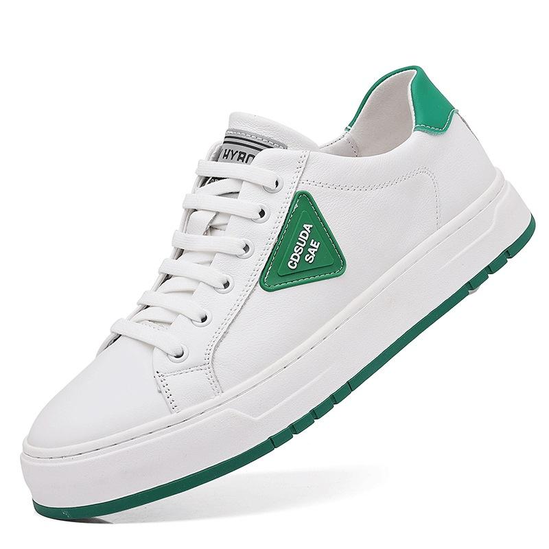 

Trendy shoes men s leather board shoes 2025 autumn casual men s shoes trendy versatile new Korean version lazy little white shoes men s 38 зелений
