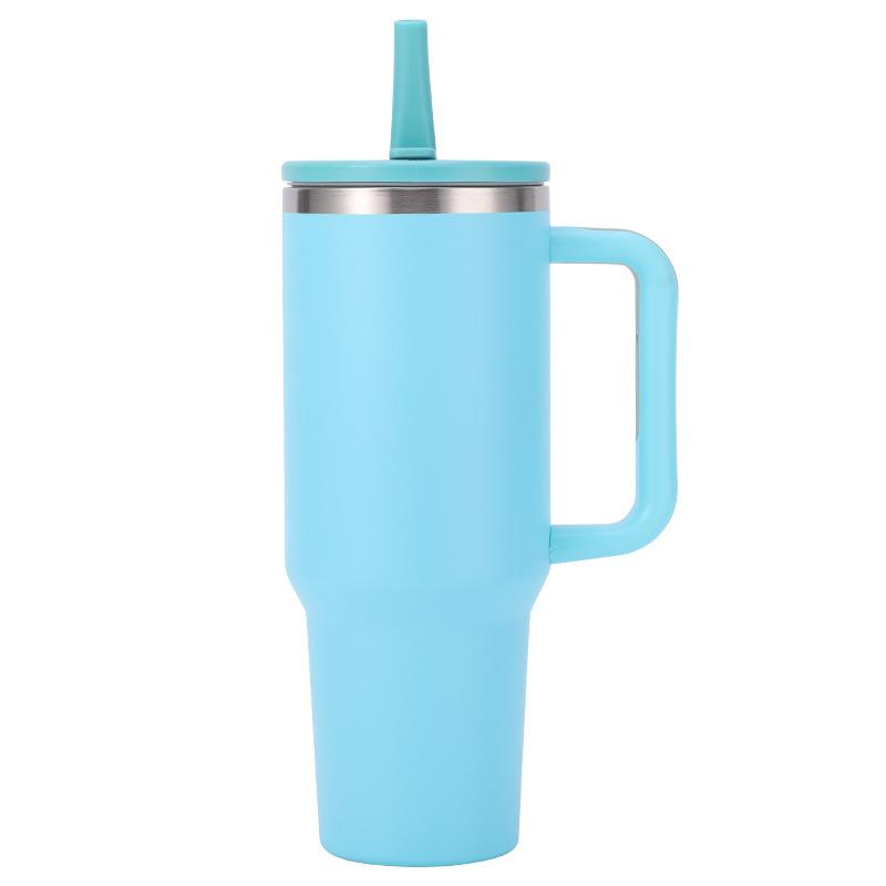 1200ml Handled Tumbler 304 Stainless Steel Double Wall Vacuum Insulated Water Cup Straw Lid Ice Coffee Beer Mug