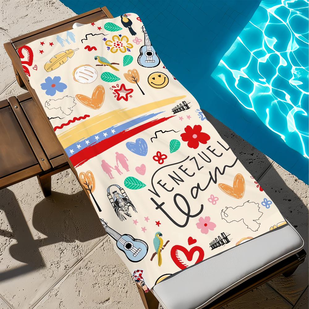 fashion pop art V-venezuela-a Towel Large Quick-Drying Microfiber soft Beach Towel for Travel Fitness Sauna Bathing Camping