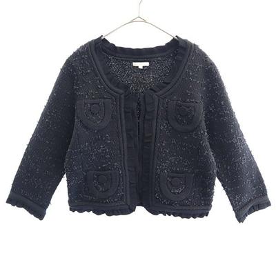TO BE CHIC Pletená bunda s celoplošným vzorem Bezbarvá 2 Námořnická Modrá Dámská Použitá