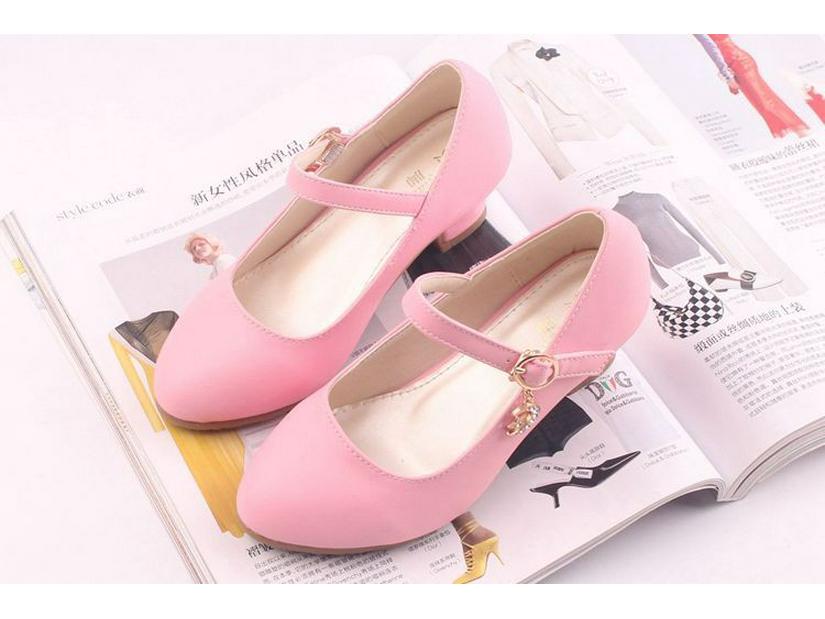 Girls' High Heel Leather Princess Shoes - Crystal Design, Spring/Autumn, Children's Performance Footwear, New Korean Style