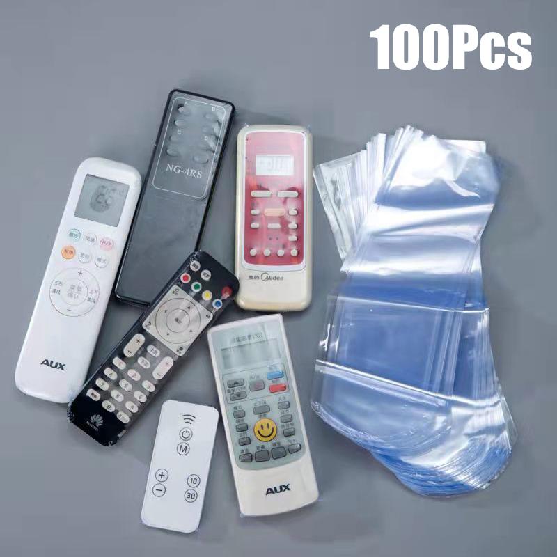 

100Pcs Transparent Air Conditioner/Smart TV Remote Control Protective Cover Dustproof Waterproof Remote Control Heat Shrink Film 6 x 25 CM - 100 Pcs прозорий