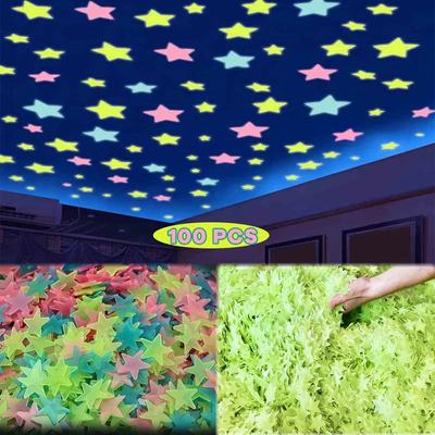 100 ks/sada hvězd svítící samolepky na zeď Svítící ve tmě Pro děti Samolepky na dekorace do dětského pokoje Barevná hvězda Home DIY Decor Mural