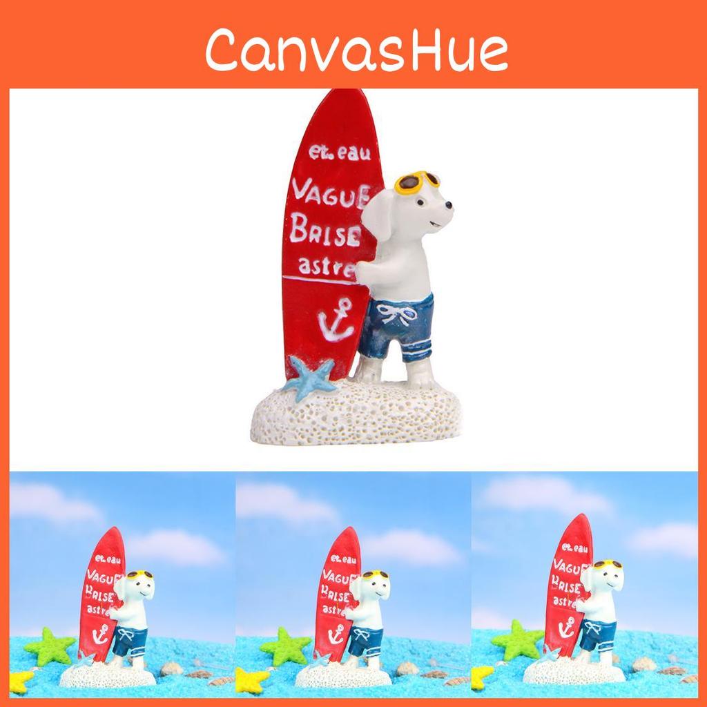 Resin Surfing Dog Miniature For Diorama And Scene Decoration Gift Collectible
