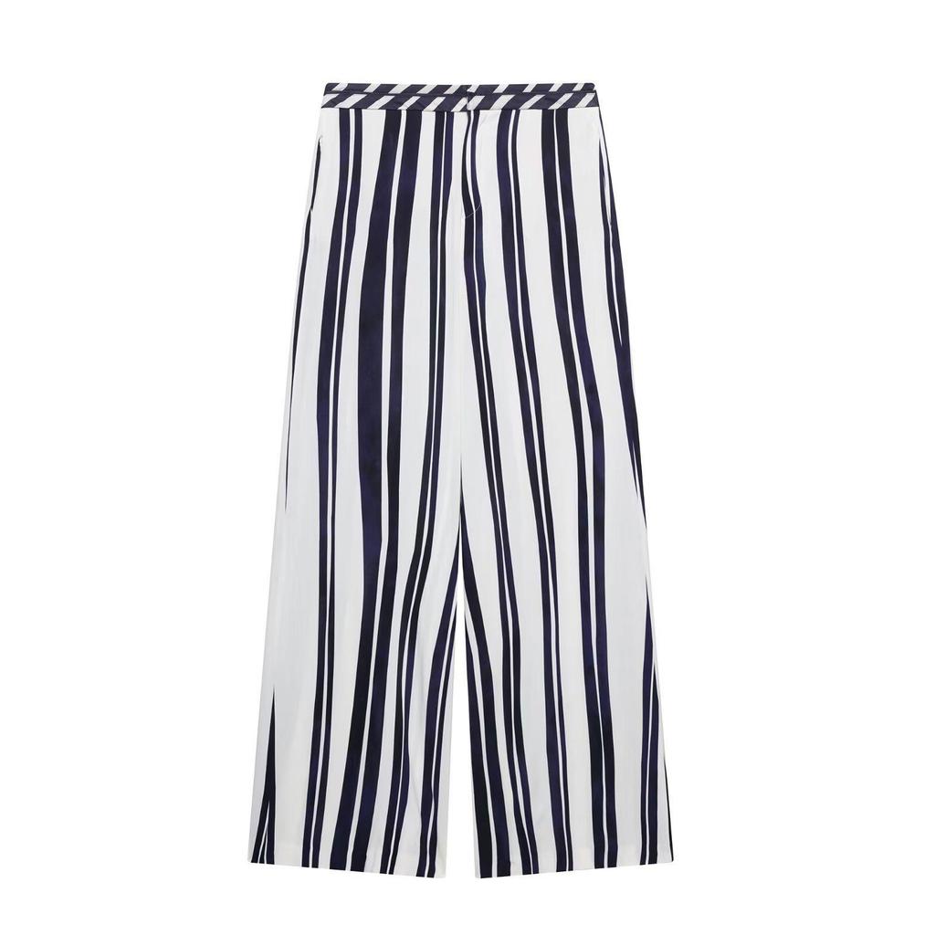 TAOP&ZA Spring/Summer Women's Halter Top & Striped Loose Long Pants Set