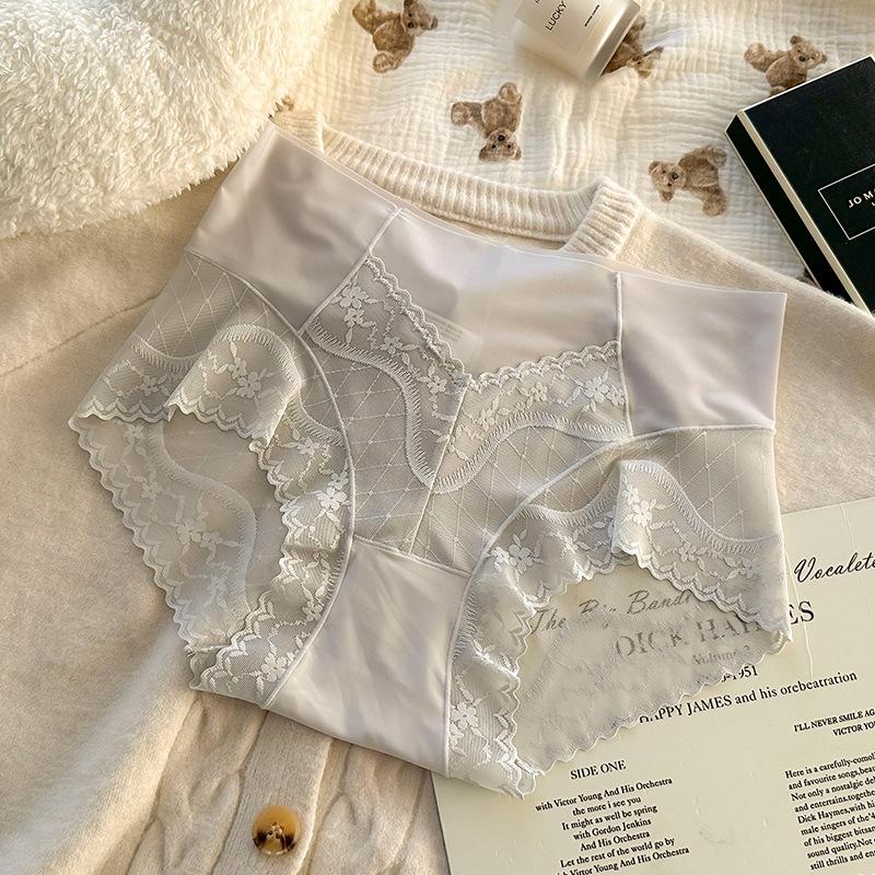 

Большие размеры, женское сексуальное кружевное нижнее белье с высокой талией и дышащим кружевным краем, с высокой талией, чистое желание, ветер XXL серый