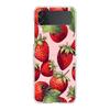 Transparent Phone Case For Samsung Galaxy Z Flip 3 4 5 6 7 Hard Folding PC Z Flip3 Flip4 Cover Summer Strawberry Flowers Print