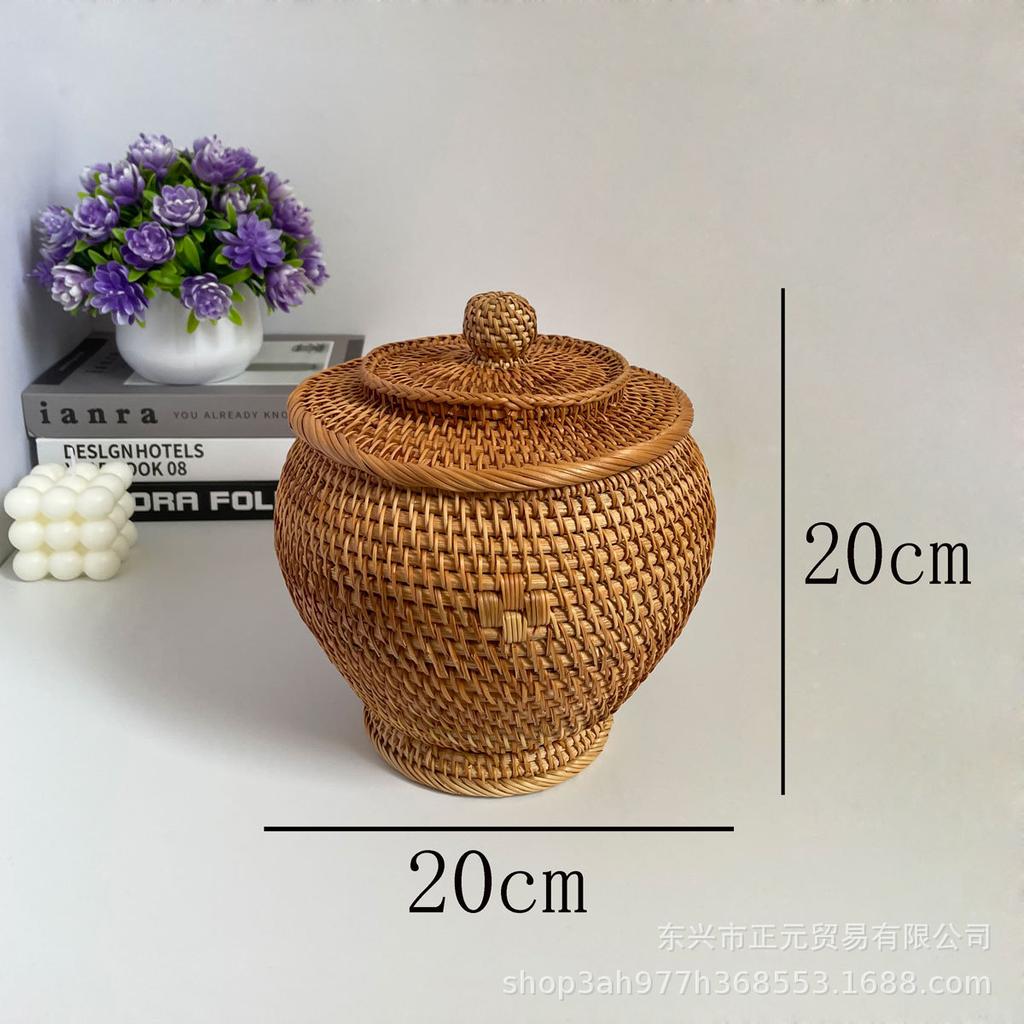 Rattan storage box, tea storage tank, candy snack storage basket, jewelry storage box.