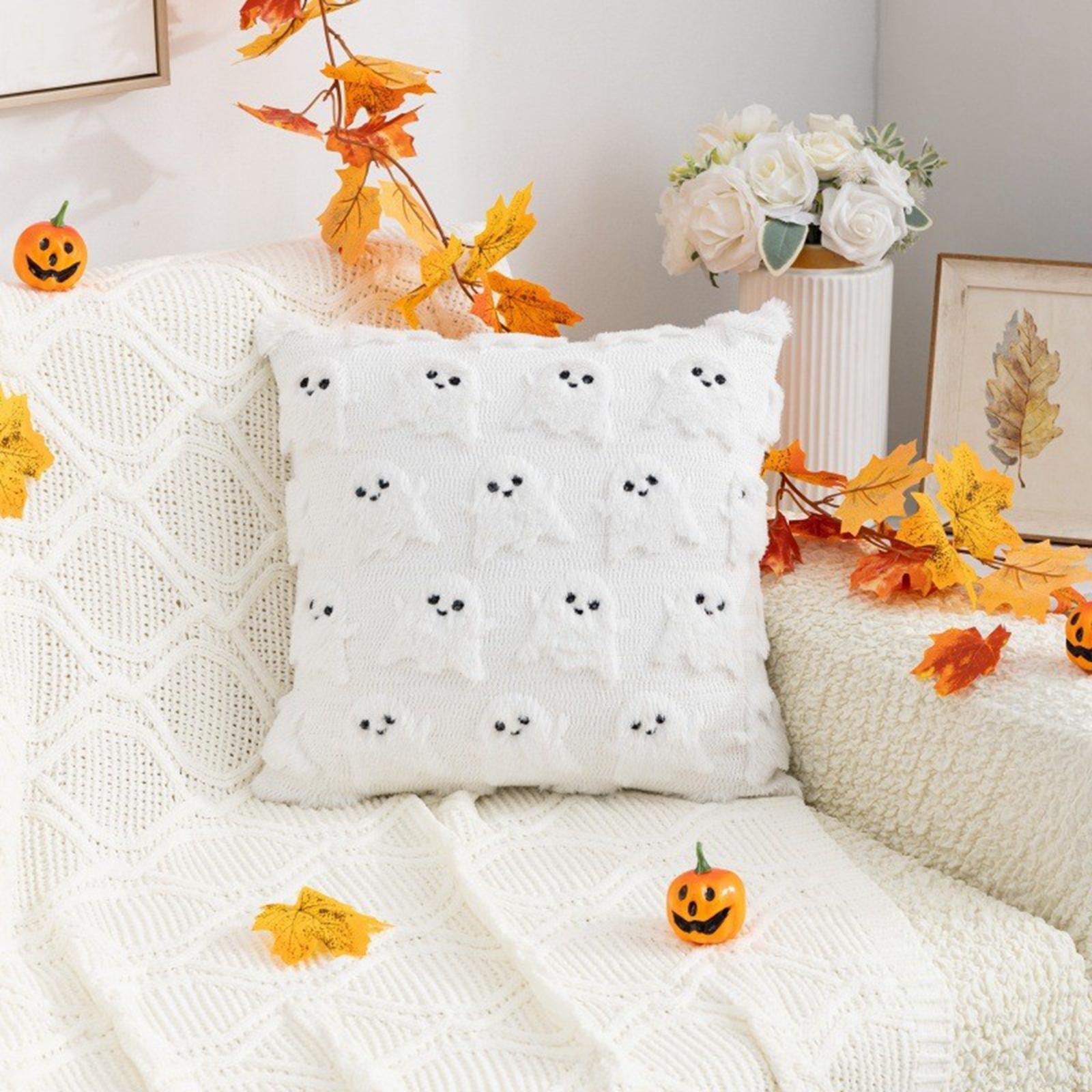 

Подушка на Хэллоуин без наполнителя, плюшевая подушка, фестивальное украшение, диван в гостиной, наволочка для спальни. One Size белый