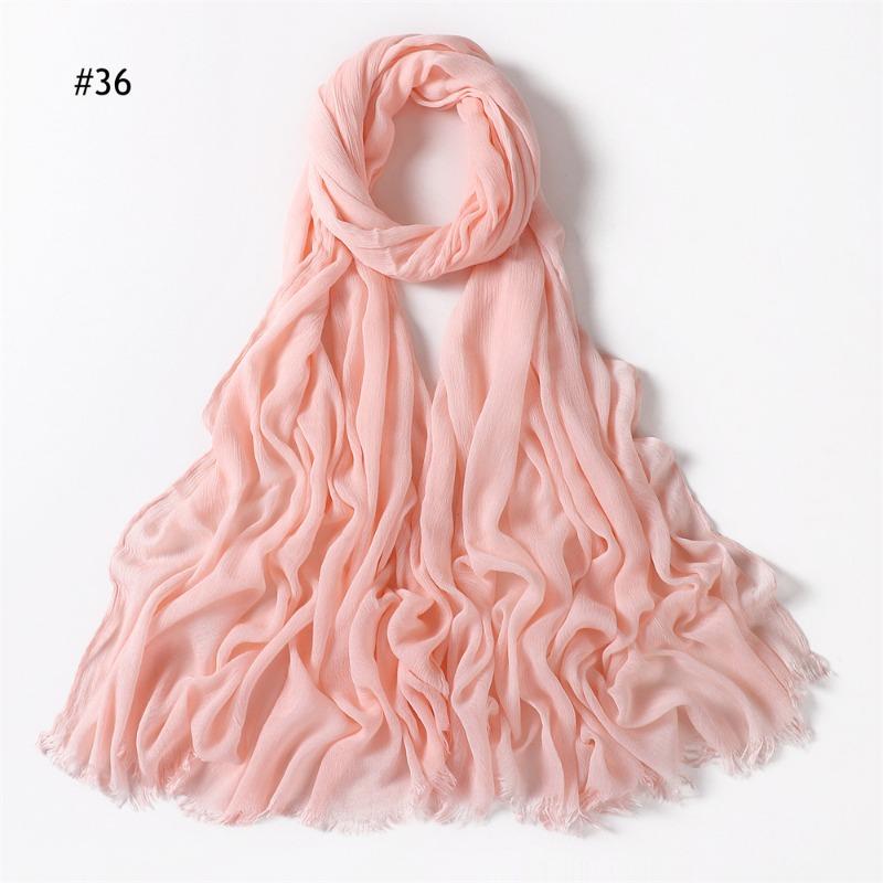 % Rayon Pleated Solid Color Human Cotton Two-end Beard Bag Headscarf Female, New Breathable Soft Scarf