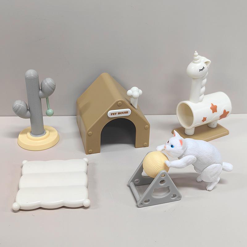 

1 Set Micro Landscape Dollhouse Model Cat Trees Scratcher Deccoration Accessories Toy Mini Cat Ornament