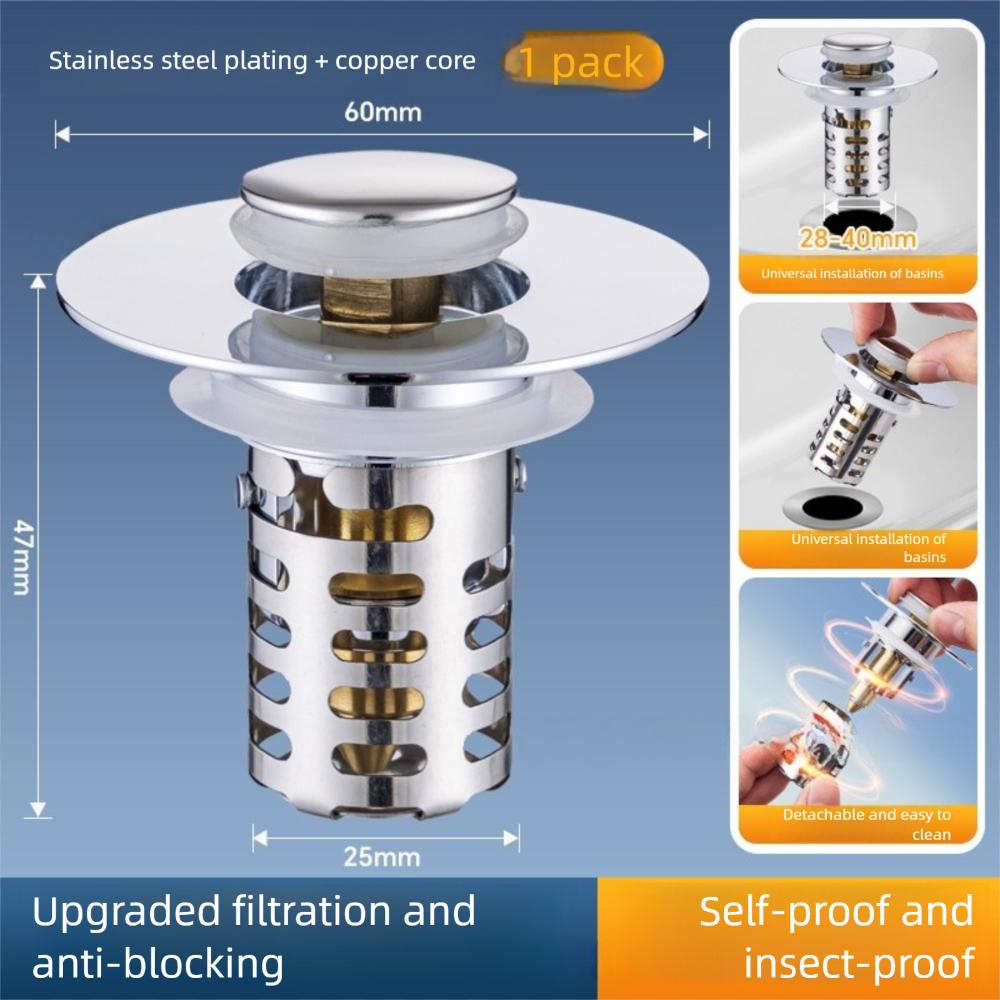 

Anti-Clogging Floor Drain Hair Catche Drain Plug Bathroom Sink Stopper Pop-Up Multifunctional Washbasin Drain Filter