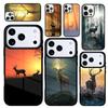 Capa Case for iPhone 17 Air 16 Pro Max 15 Plus 11 13 Mini 14 12 Back Phone Cover Deer Sunset