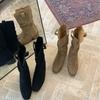 2025 New French Suede Medium Tube Thick Heel Thin But Knee Fashion Women's Boots Autumn and Winter Piled Boots