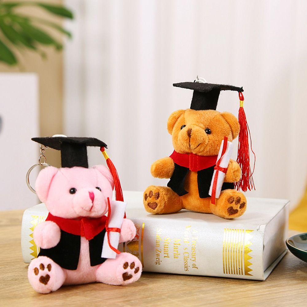 12cm Glasses Bear Doctor Bear Plush Toy Cartoon Bag Hanging Pendants Graduation Gift  Graduation