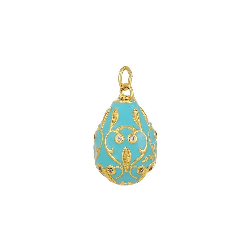 Copper Easter Egg Crystal Pendant Bohemia Necklace Pendant Colorful Enamel Pendant  Party