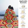 1PC Mandala PatternsOutdoor Flannel Blanket - Soft Plush Decor for Picnics, camping, Bedroom, Playroom, Office, or Lunch Break 1232A
