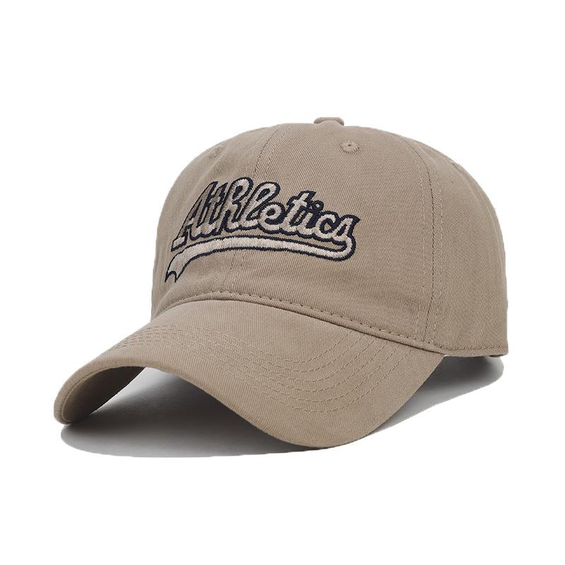 American Retro Letter Embroidered Peaked Cap for Women with Wide Head Circumference and Small Face, Solid Color Soft Top Sunshade Baseball Cap Tide