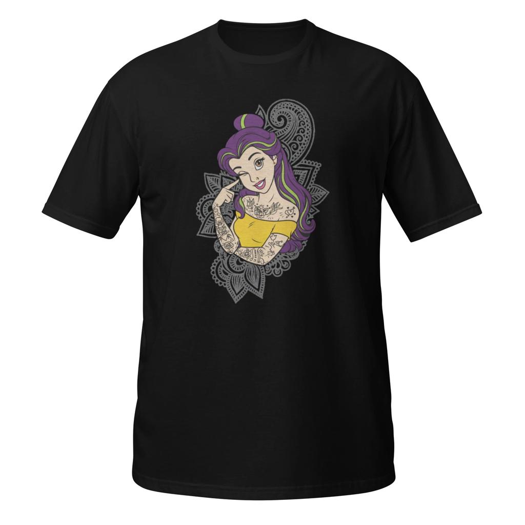 Rock Princess Unisex T-Shirt Disney Cartoon Biker Tattoo Woman Grunge Pretty