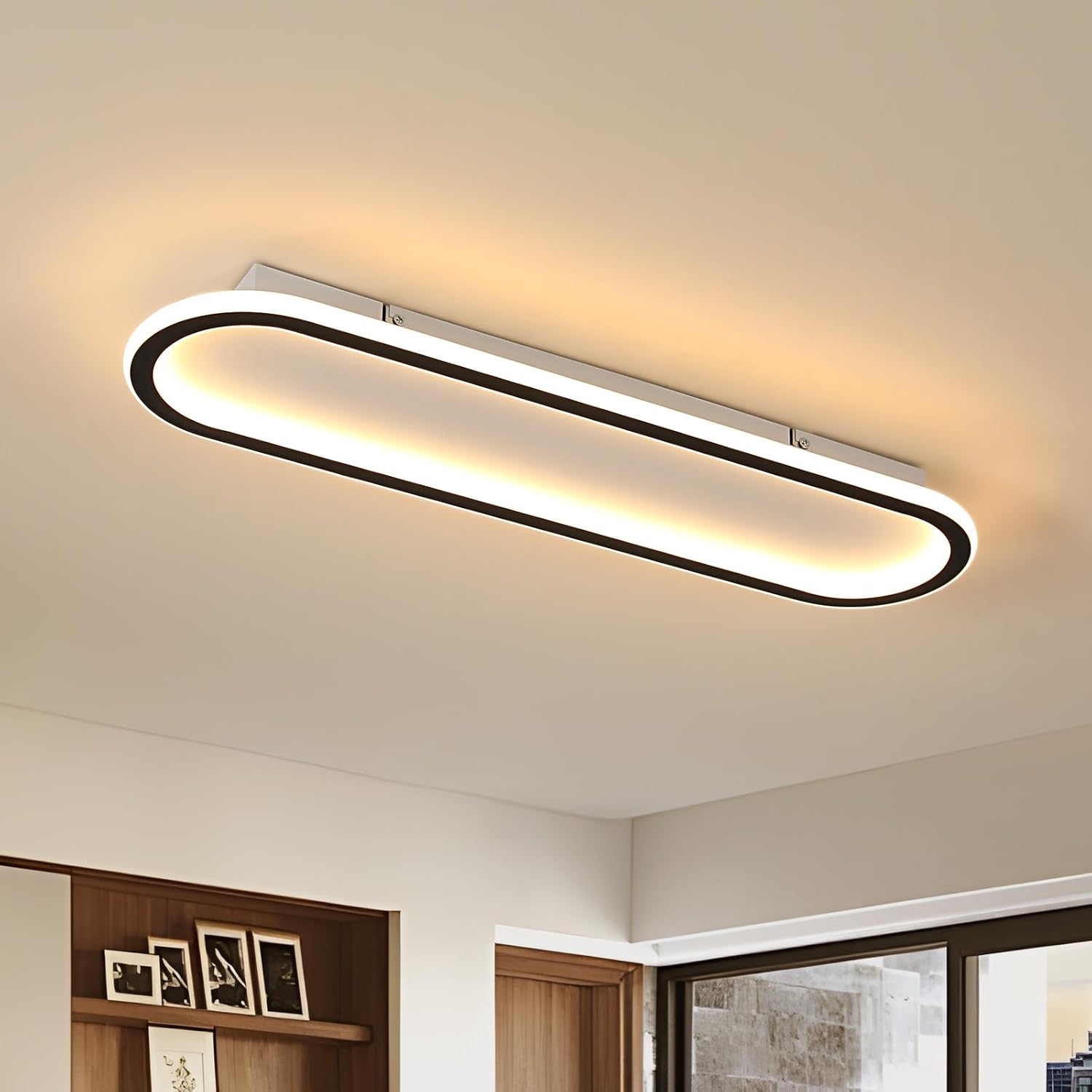 

Потолочный светильник Goeco Track Shape Black & White 41.5x16.55cm теплый свет 3000K 33W 220V для гостиной