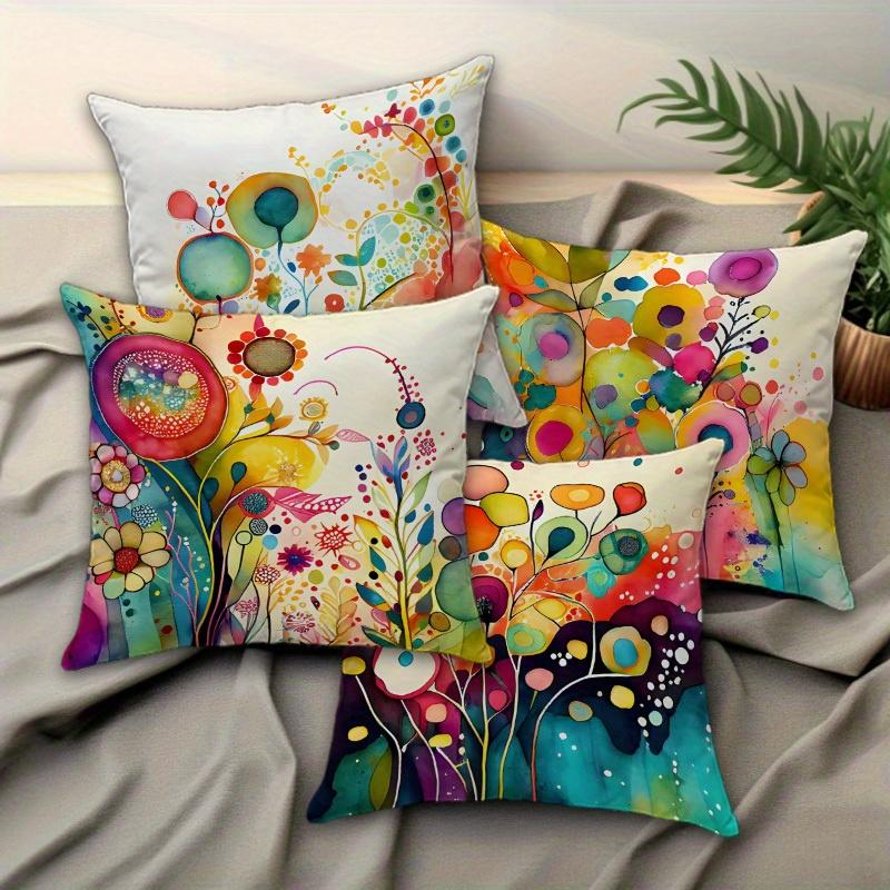 1/4pcs Colorful Floral Patterned Pillowcases Sofa cushion cover home bedroom room decoration