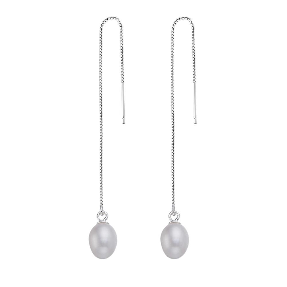 S925 Sterling Silver Freshwater Pearl Baroque Tassel Earrings with Irregular Water Drop Design 925 Silver