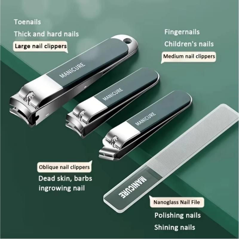 1Set 10Pcs Nail Clipper Set, Complete Set, Nail Files, Stainless Steel Ear Picks, Spoons, Portable Nail Kit Tools Bag