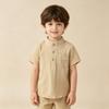 Men's Short Sleeve Cotton Shirt Mandarin Collar Casual Soft Wicking Breathable for Everyday Wear