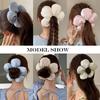 Weiches Kissen Elastisches Haarband Scrunchie für Frauen Luxus Design Große Blume Gefüllt Baumwolle Einfarbig Satin Pferdeschwanzbinder Accessoires