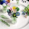 Yousheng Mini Glass Flower Ornament Handmade Colored Glass Flower Miniature Collectible Tiny Flower Decoration for Table Centerpiece Bookshelves Micro
