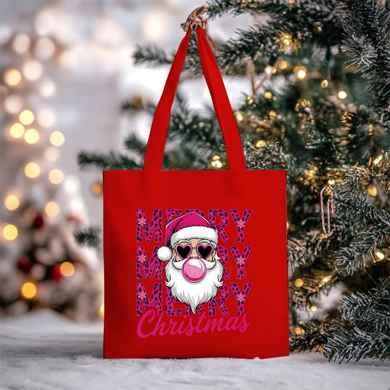 Christmas Christmas Printed Canvas Bag Large Capacity Casual Trend Student Shoulder Bag Tote Bag