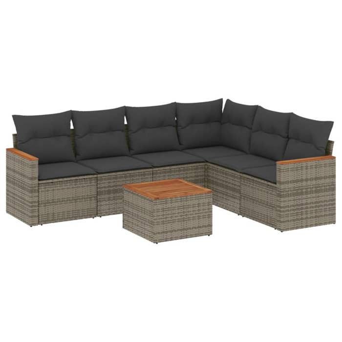 VidaXL Garden Lounge Set with Cushions 7 Pcs, Patio Sofas, Patio Furniture Set, Outdoor Furniture, Grey 3226011