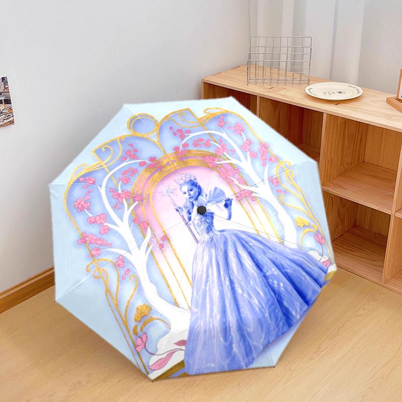 1PC Witch Princess  Automatic Umbrella - Suitable Travel Outdoor Portable Umbrella Birthday Gift Daily Essentials