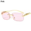 Rimless Square Sunglasses Women Men Luxury Brand Designer Popular Travel Driving Metal Leopard Head Sun Glasses Shade Eyewear