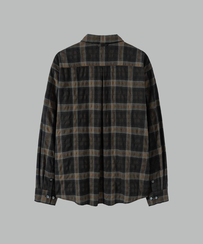 NONBLANK Bumpy Surface Check Ls Shirt_Dark Green
